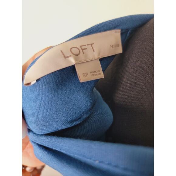 LOFT Blue Racer Sleeveless Flare Dress Front Tie with Pockets Sz 8P - Picture 5 of 5